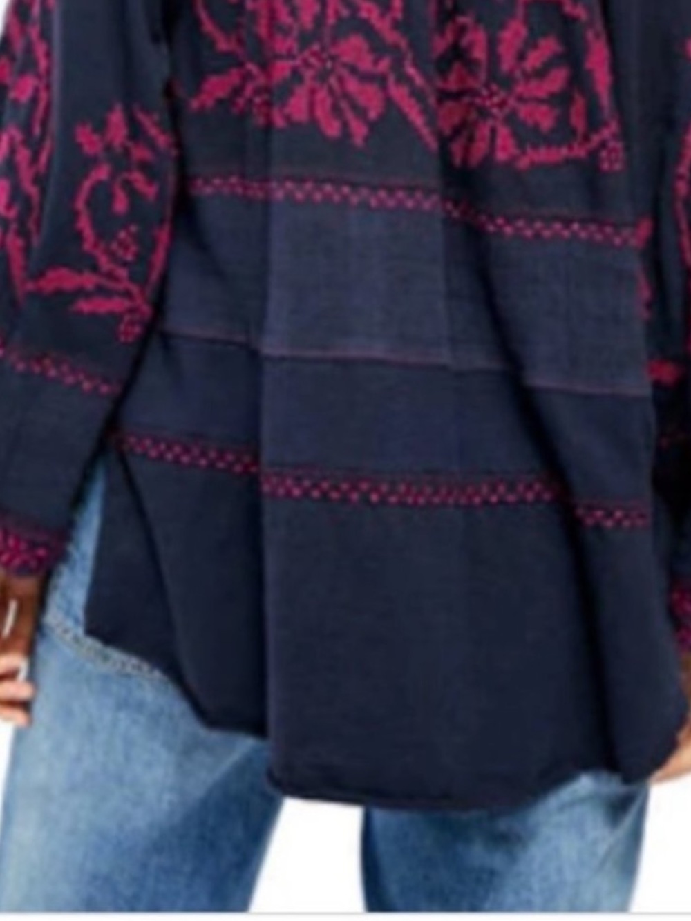 Free People persuasion oversized Boho Embroidered Peasant Top XS - Picture 8 of 13